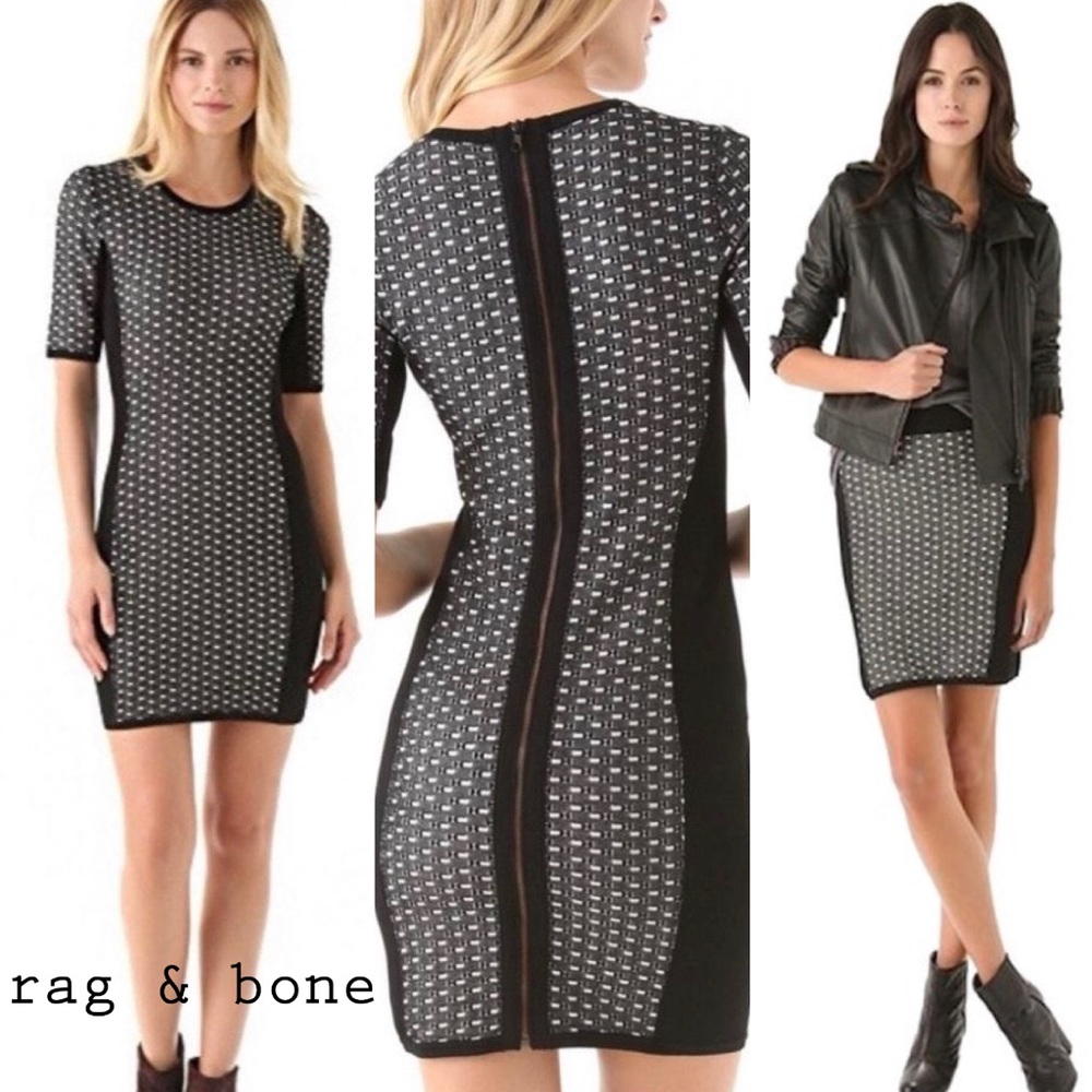 🚫SOLD🚫 Rag & Bone Black White Half-Sleeve Dress EUC S